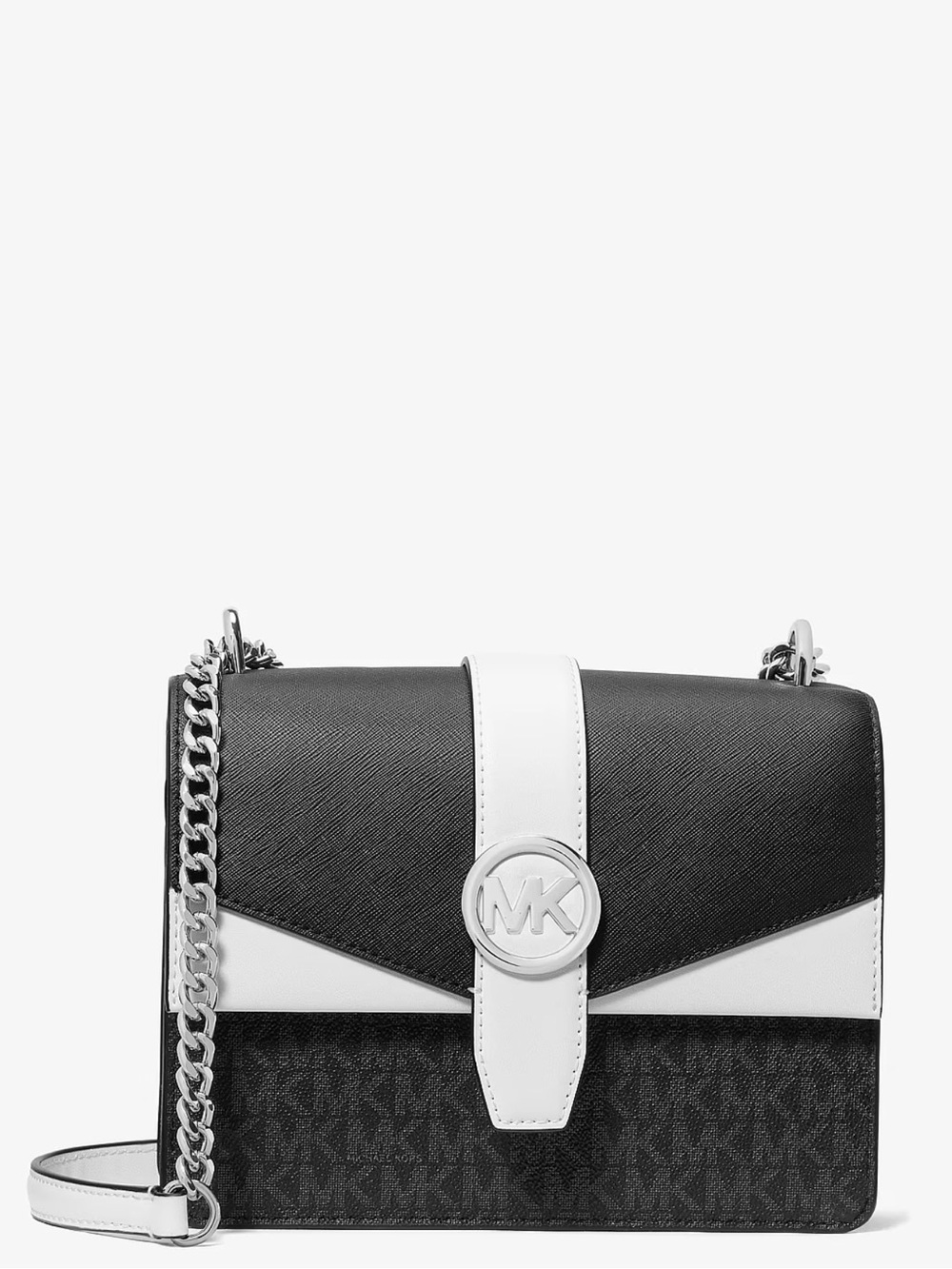 🖤NWT Michael Kors Black and White Monogram Color-Block Shoulder Crossbody Bag